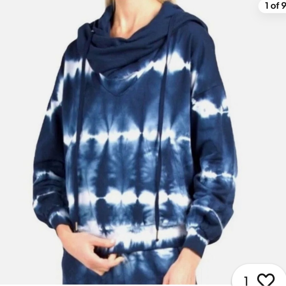 YOUNG, FABULOUS & BROKE Piper Draped‎ Cowl Neck TieDye Hoodie Sweatshirt